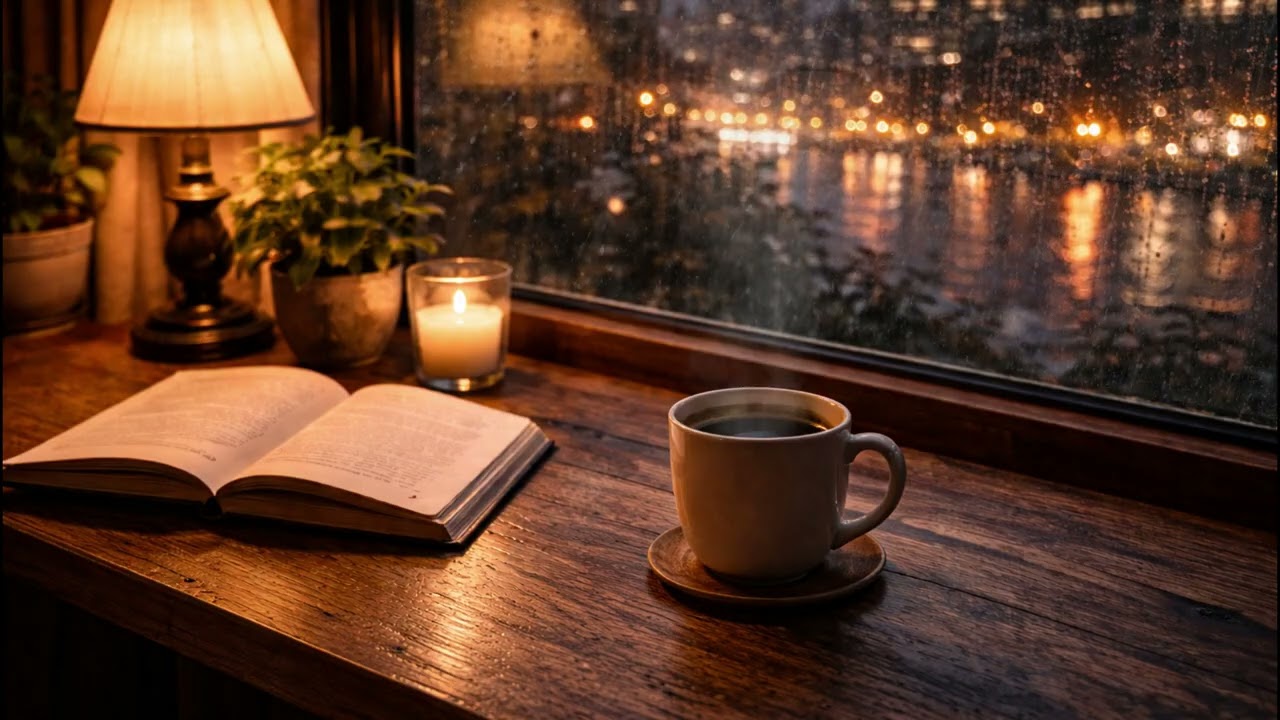 Cozy Rainy Night Jazz ☕ Soft Jazz Music & Rain Sounds for Sleep, Relax & Study