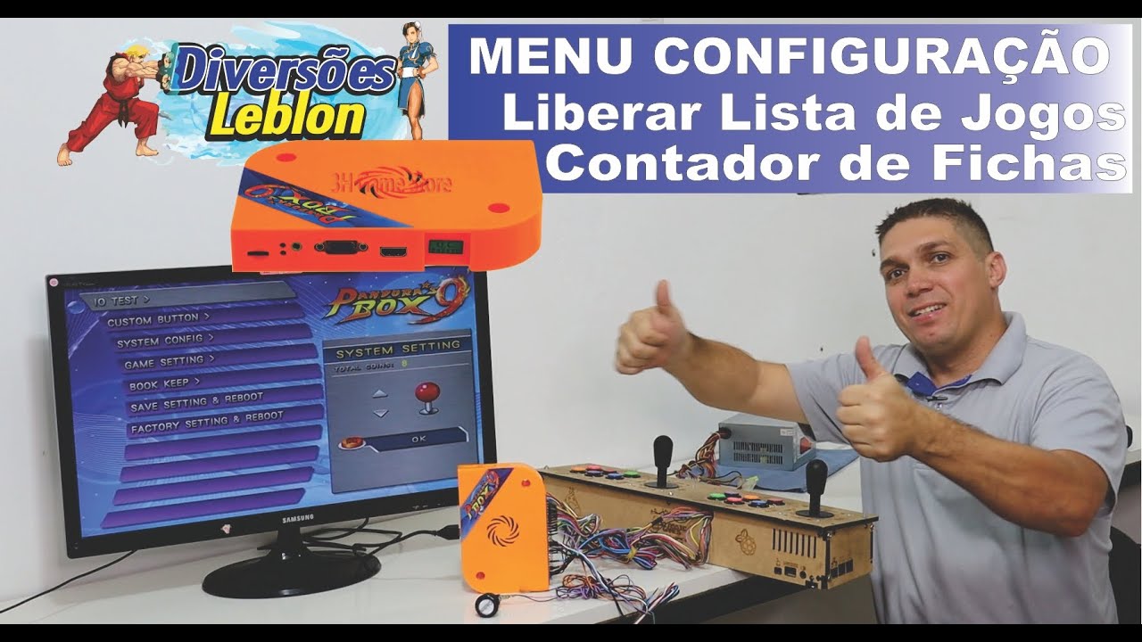Menu de configuração da Pandora Box 9 Liberar a Lista de Jogos Zerar Contador Configurar os Créditos