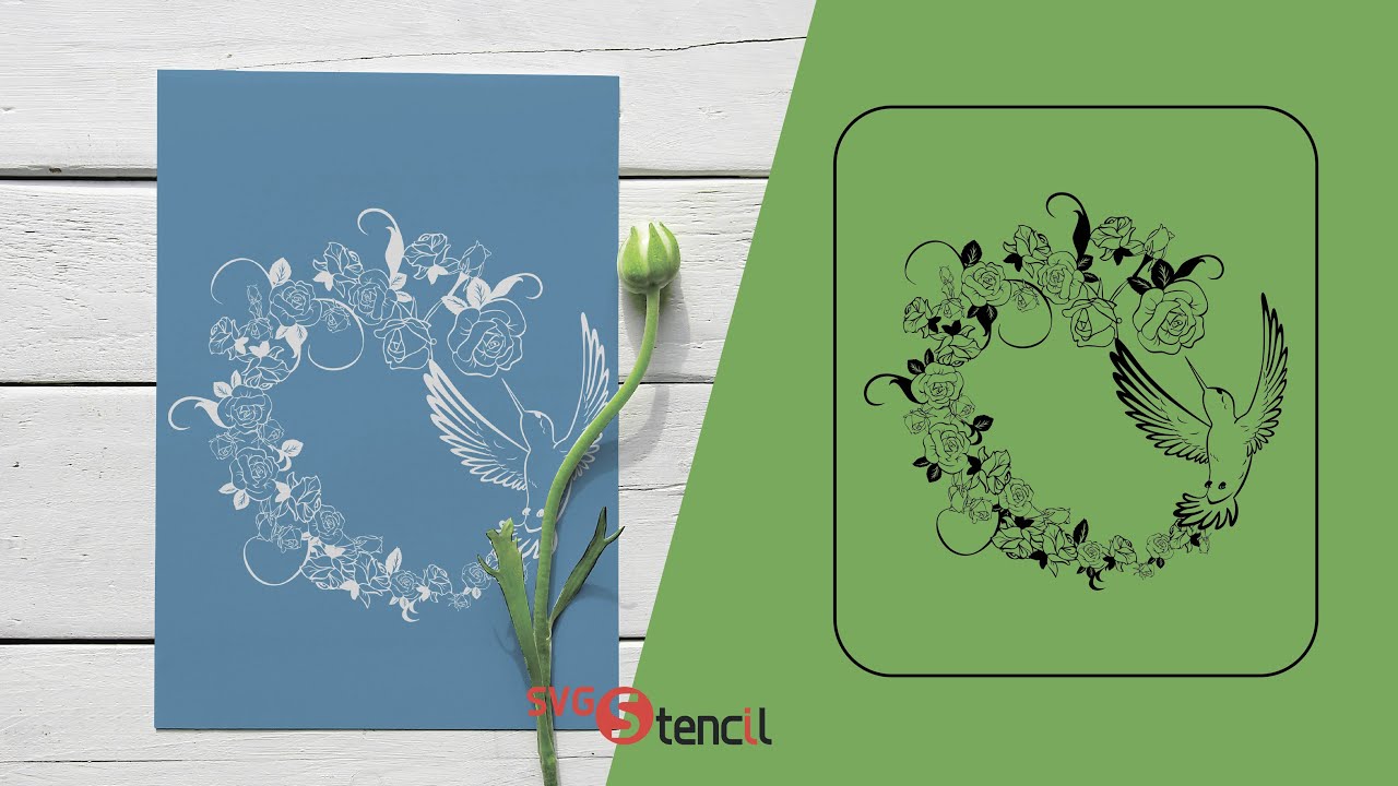 Hummingbird and roses svg digital design