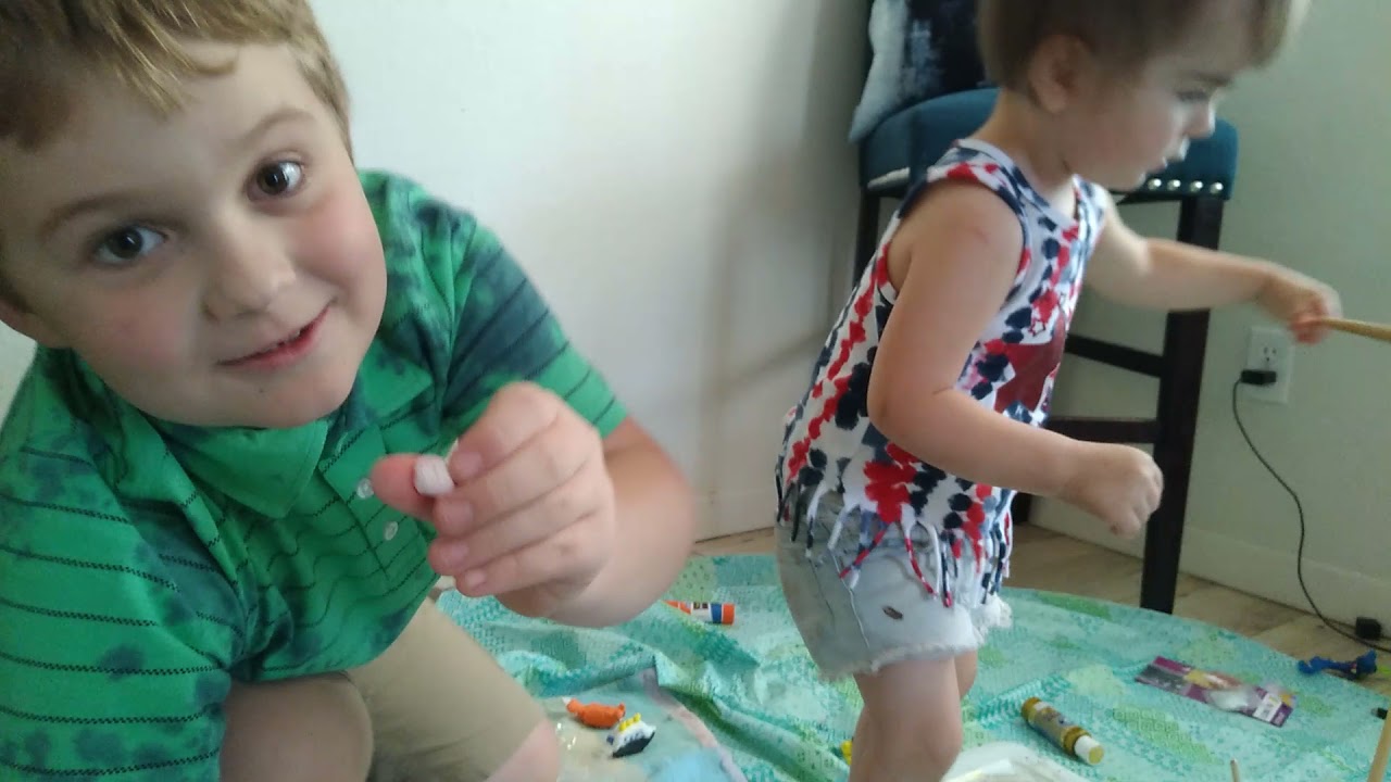 Kai and Iris play with clay Aug 9 2021