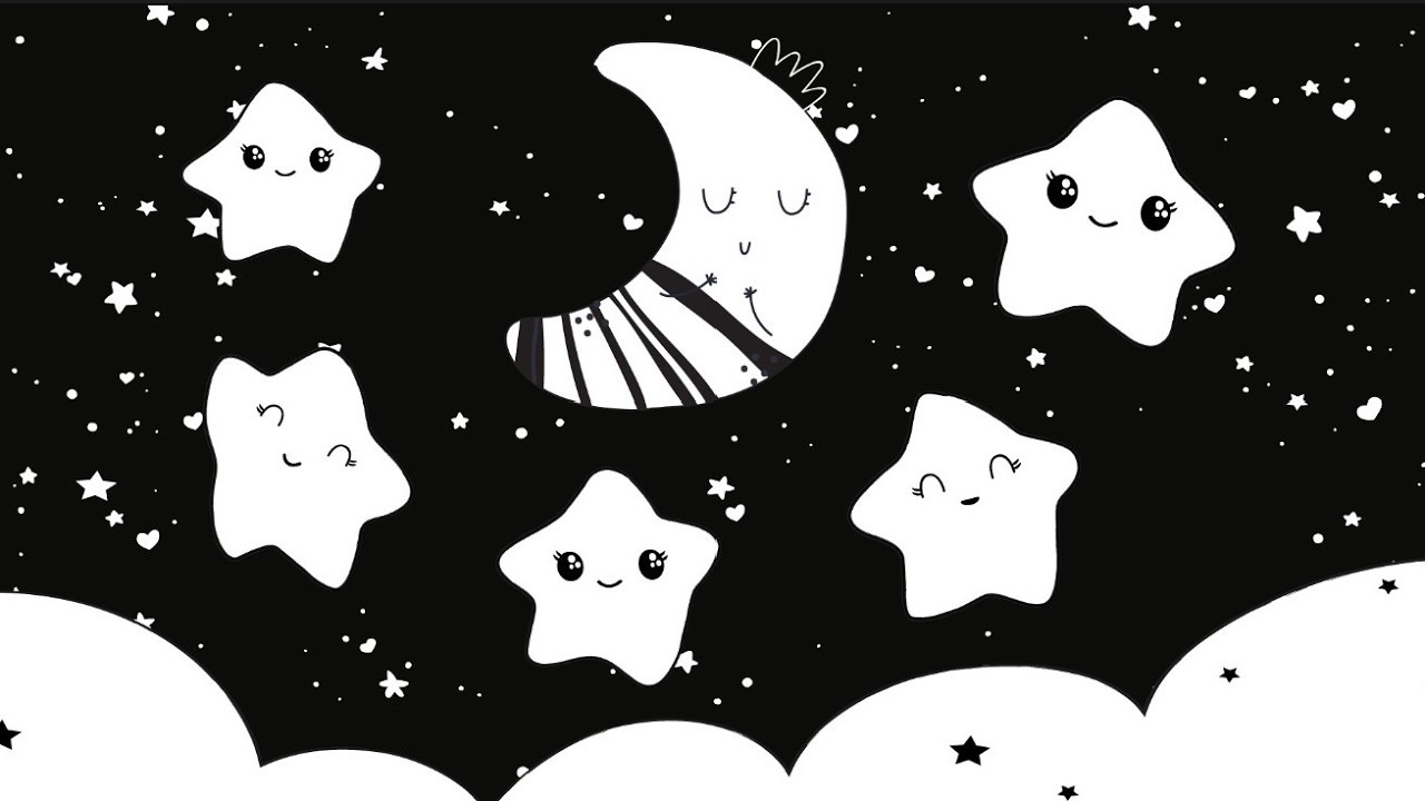 Baby Sleep Sensory Calming Relaxing Soothing high contrast fun Happy Stars Mozart piano lullaby