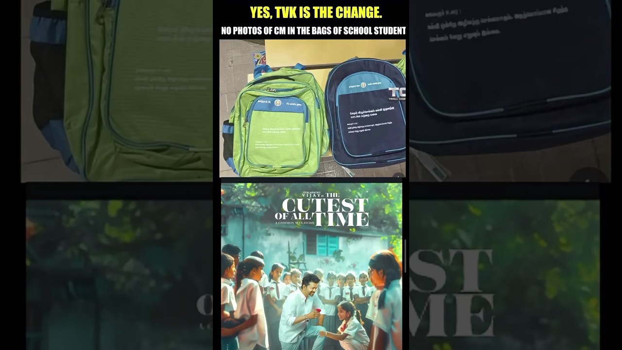 YES Tvk is the change..🔥 No photo of CM in the bags of school students😍💯🥵