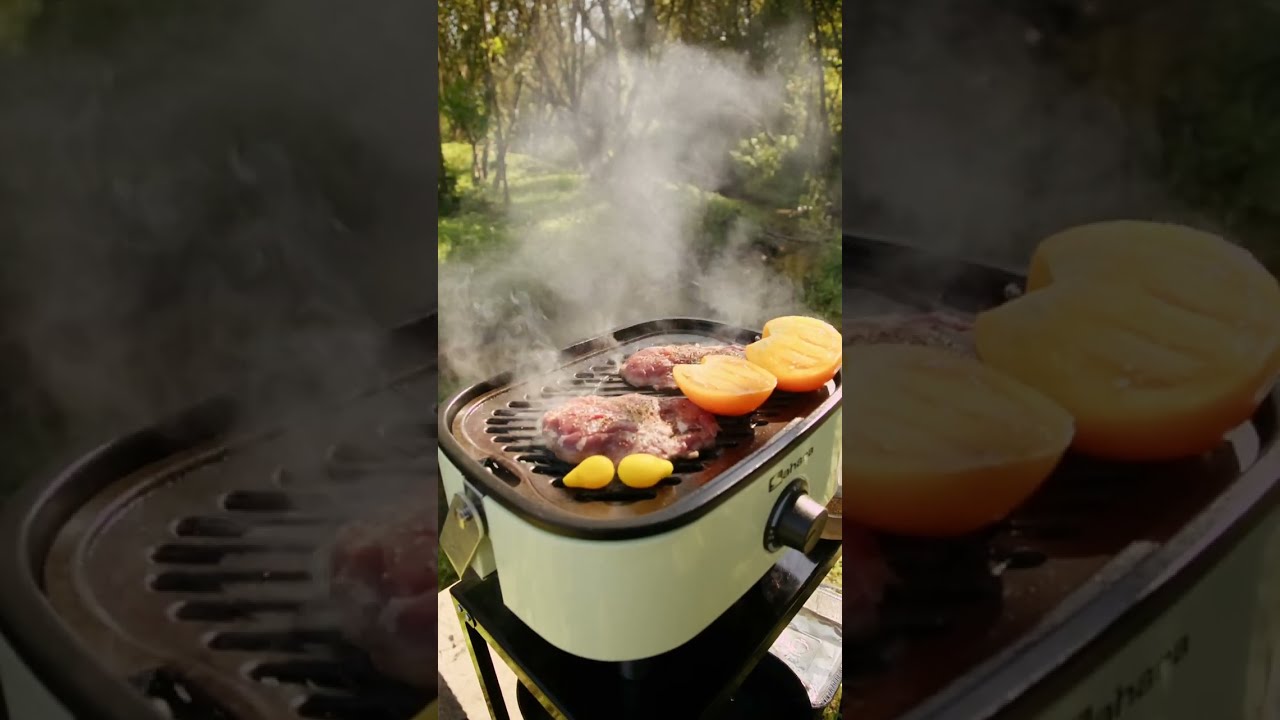 Готовим стейки на природе вместе с портативным газовым грилем Sahara Mini BBQ