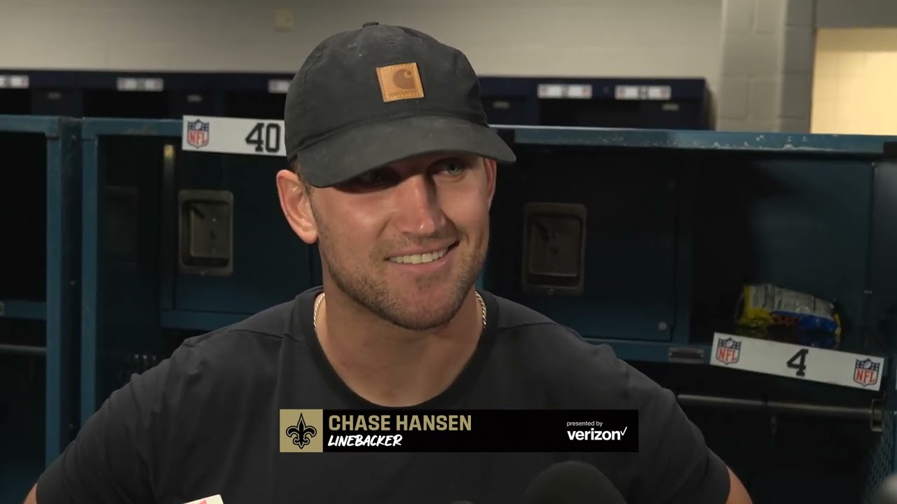 Chase Hansen on Big INT return vs. Houston | Saints-Texans Postgame