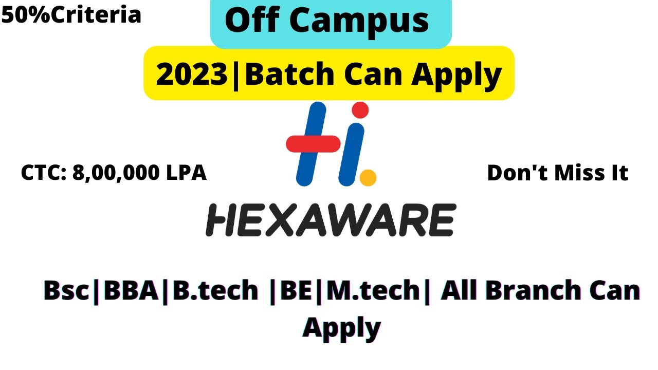 Hexaware off campus for fresher |✨|WATCH THE VIDEO FULLY |😊JOBS IN INDIA
