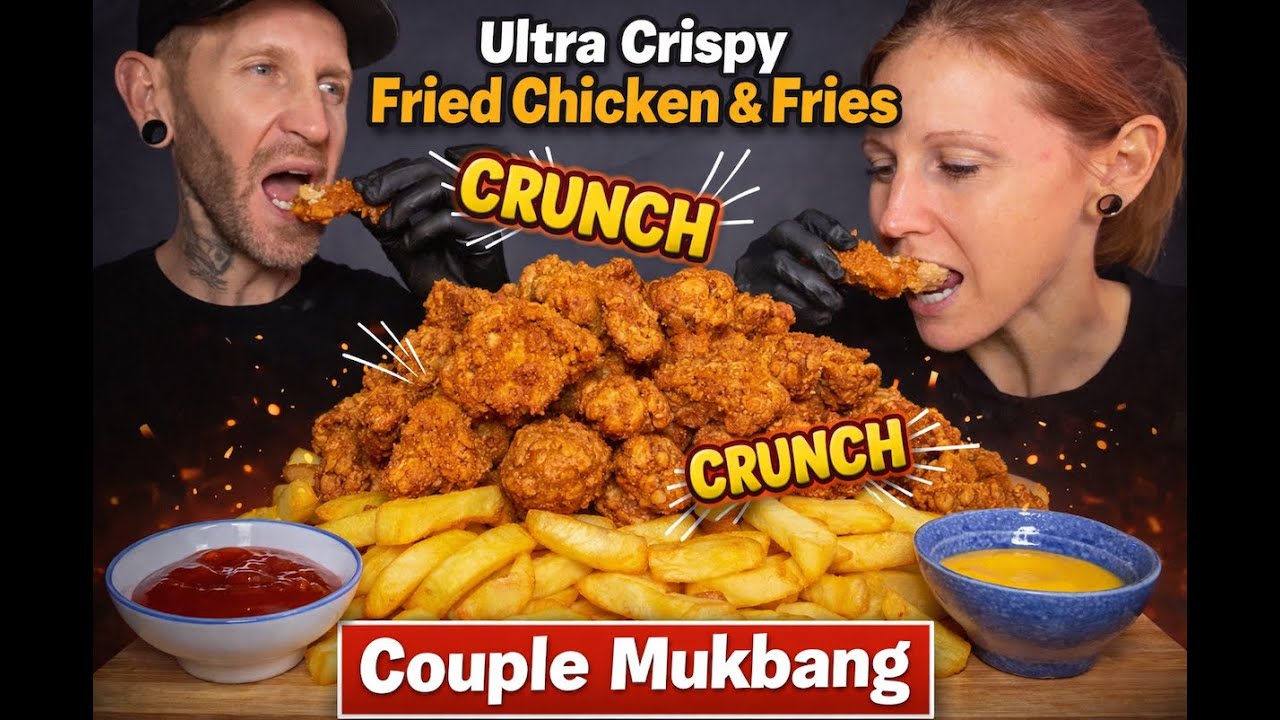 Ultra Crispy Fried Chicken & Fries 🔊 Crunchy ASMR | Couple Mukbang