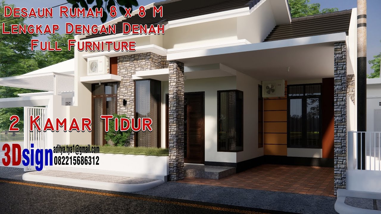 Desain Rumah Minimalis 8x8 Lengkap Denah