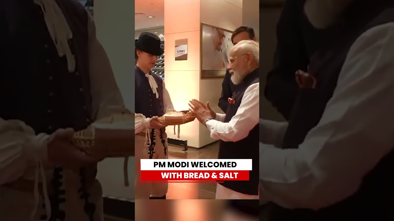 PM Modi Receives Traditional Bread And Salt Welcome In Bratislava, Slovakia #pmmodi #slovakia