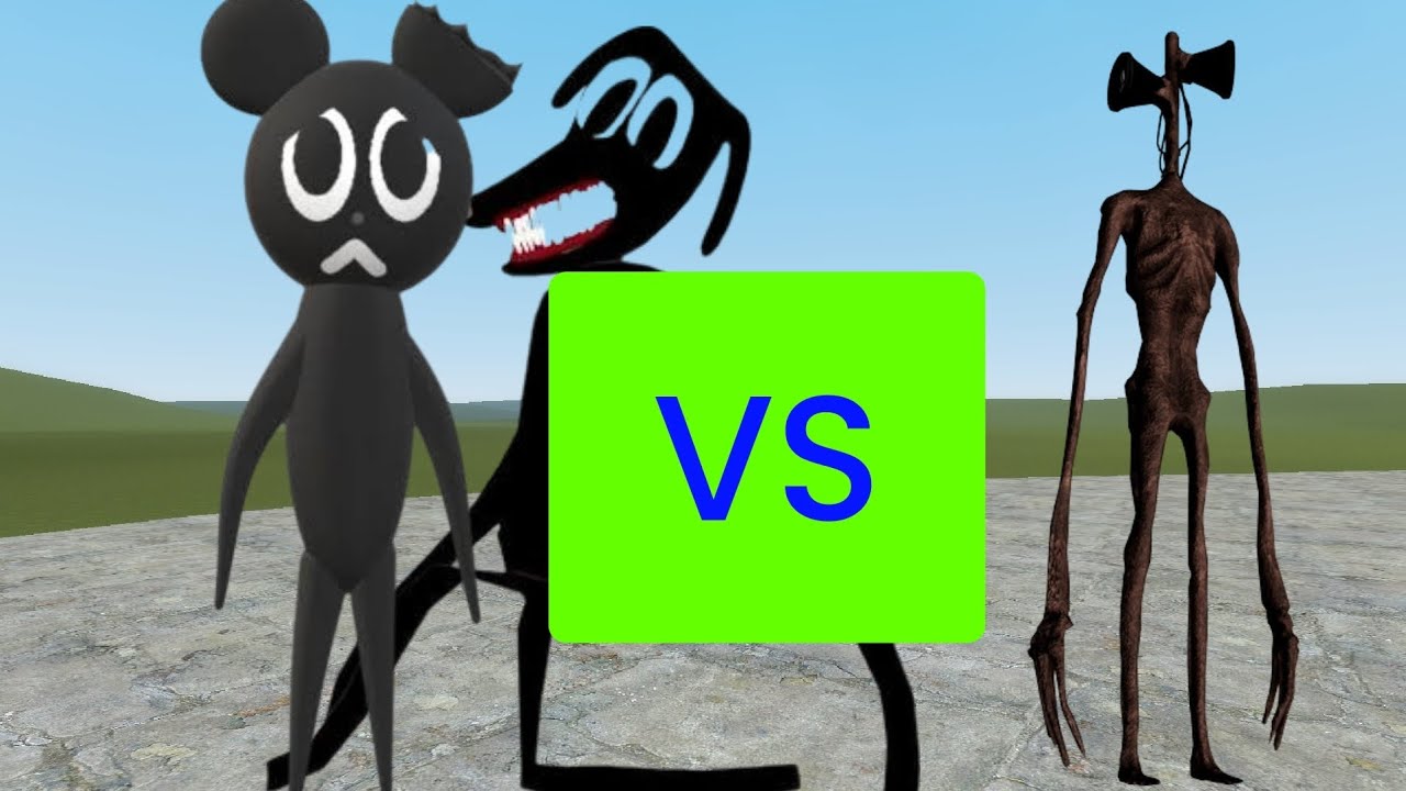 Cartoon Mouse And Cartoon Dog Vs Siren Head