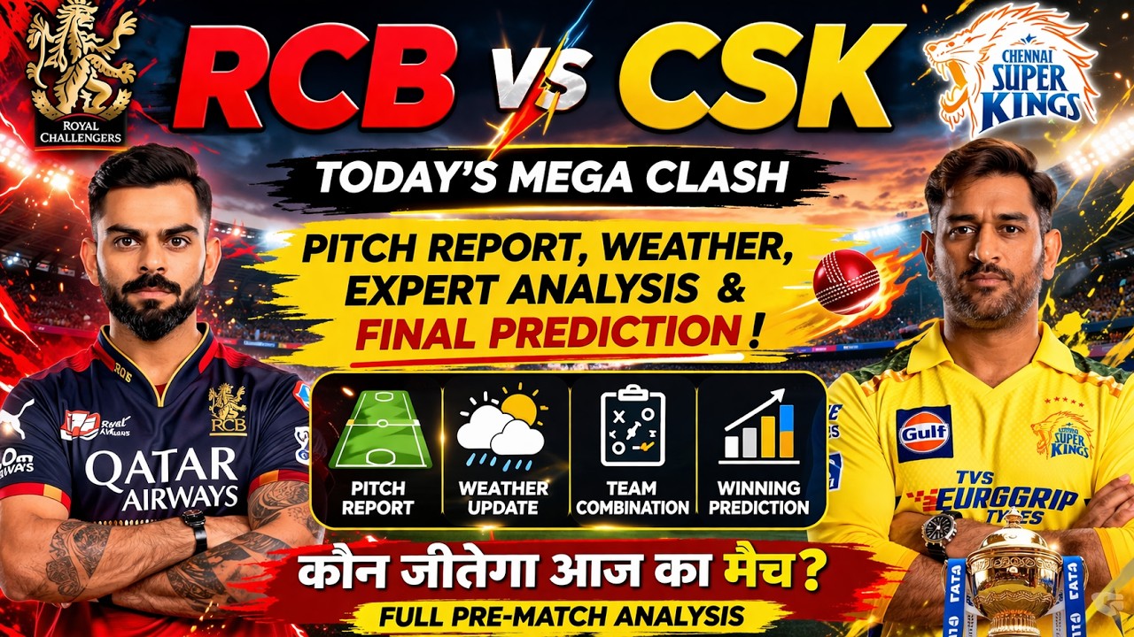 RCB vs CSK 🔥 High Voltage Clash! Pitch Report + Match Strategy