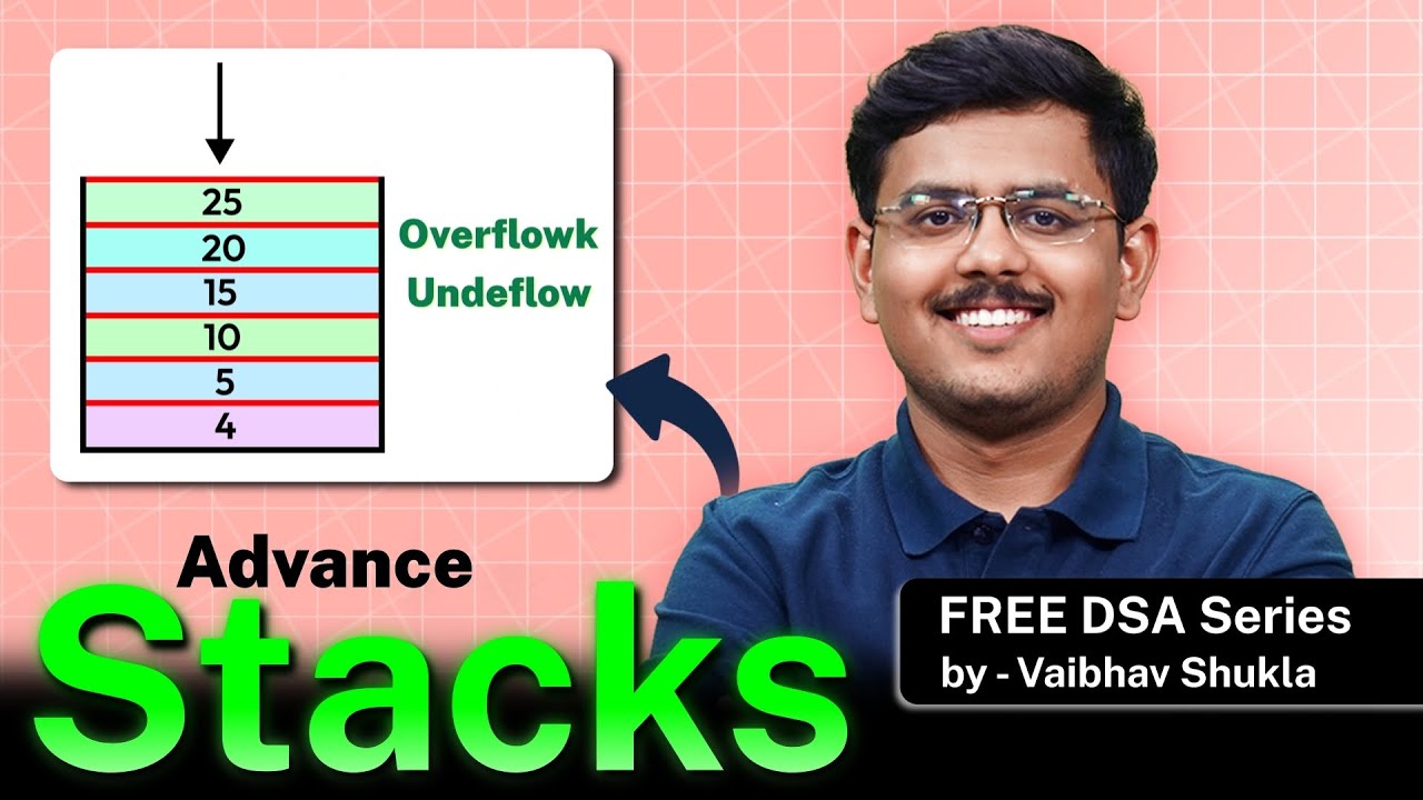 Stack in DSA | Overflow, Underflow & Peek Concepts Explained | Free DSA Series by Vaibhav Shukla