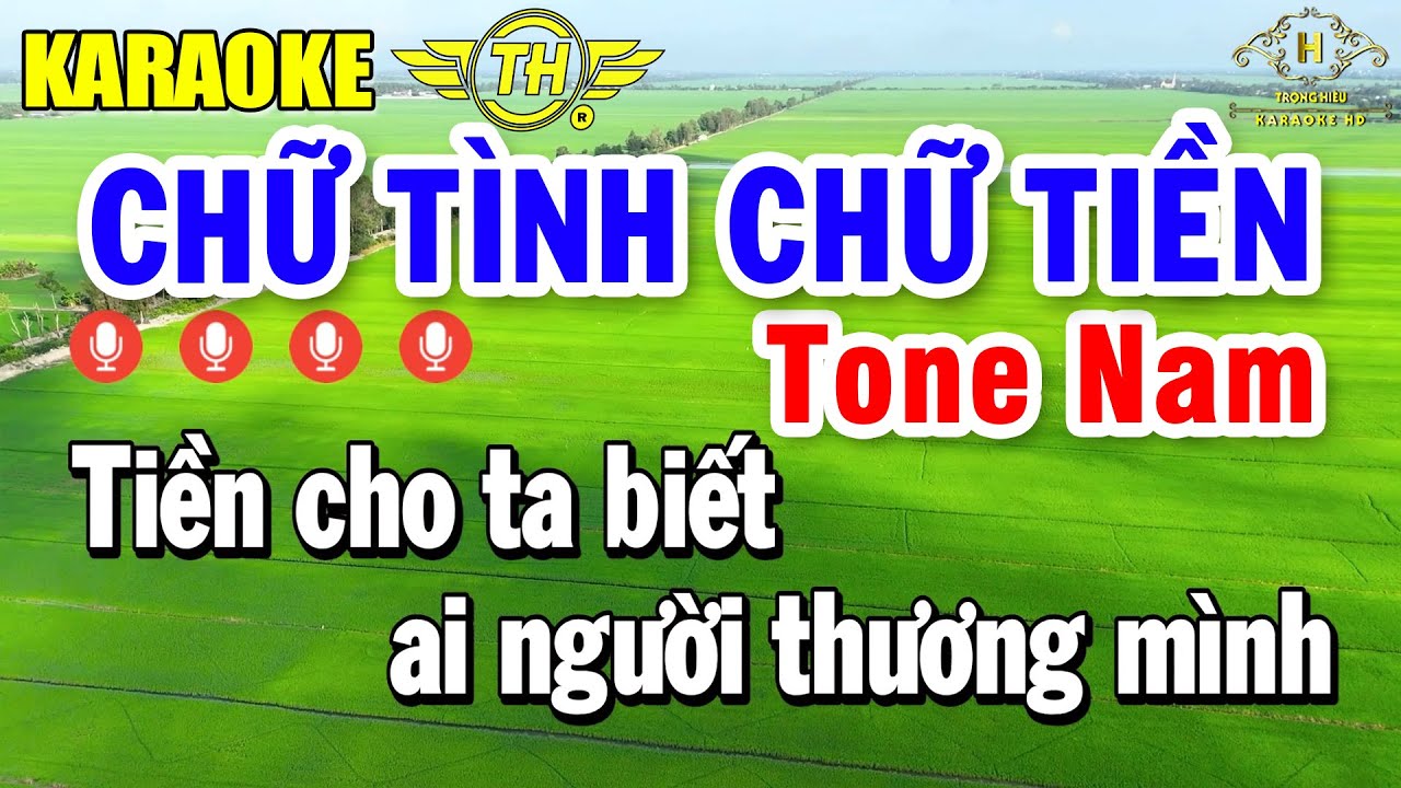 Chữ Tình Chữ Tiền Karaoke Tone Nam ( Gm ) Nhạc Sống Dễ Hát | Trọng Hiếu