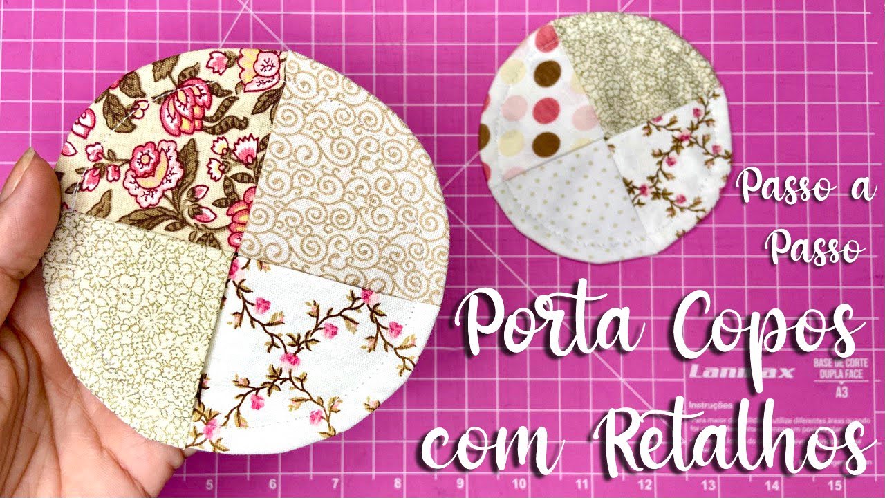 PORTA COPOS COM RETALHOS - Passo a Passo