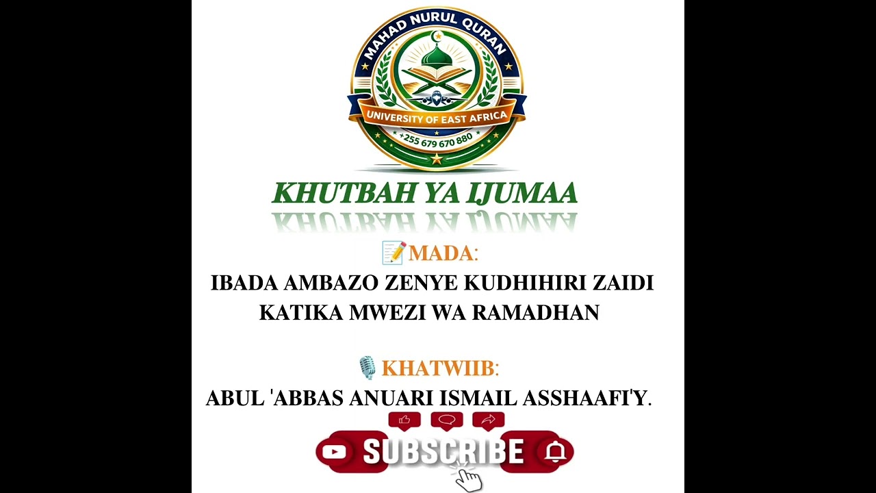 IBADA ZENYE KUDHIHIRI ZAIDI RAMADHANI- ABUL ABBAS ASSHAFI'I ALLAH AMUHIFADH 