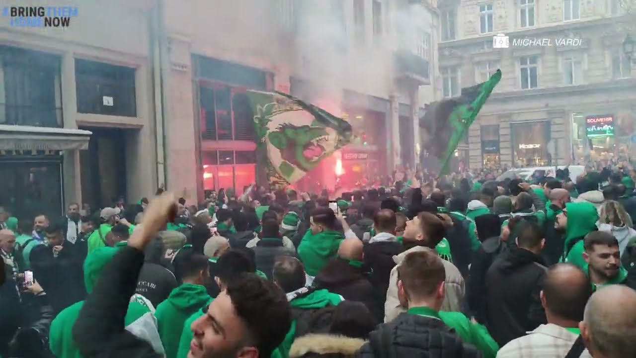 צעדה מכבי חיפה נגד גנט יאללה מכבי שלי הקהל הירוק כובש את בודפשט