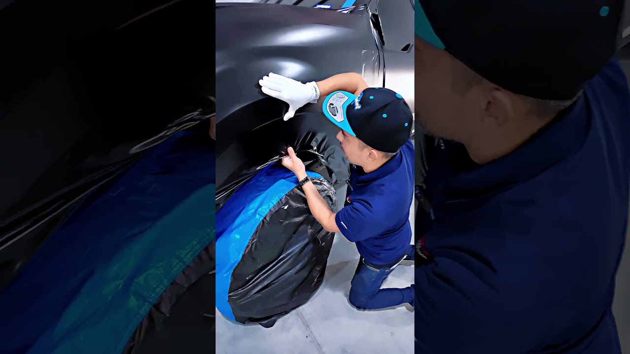 Can&rsquo;t go wrong with a Satin Black Car Wrap! #carwrapping #carcustomization #asmr