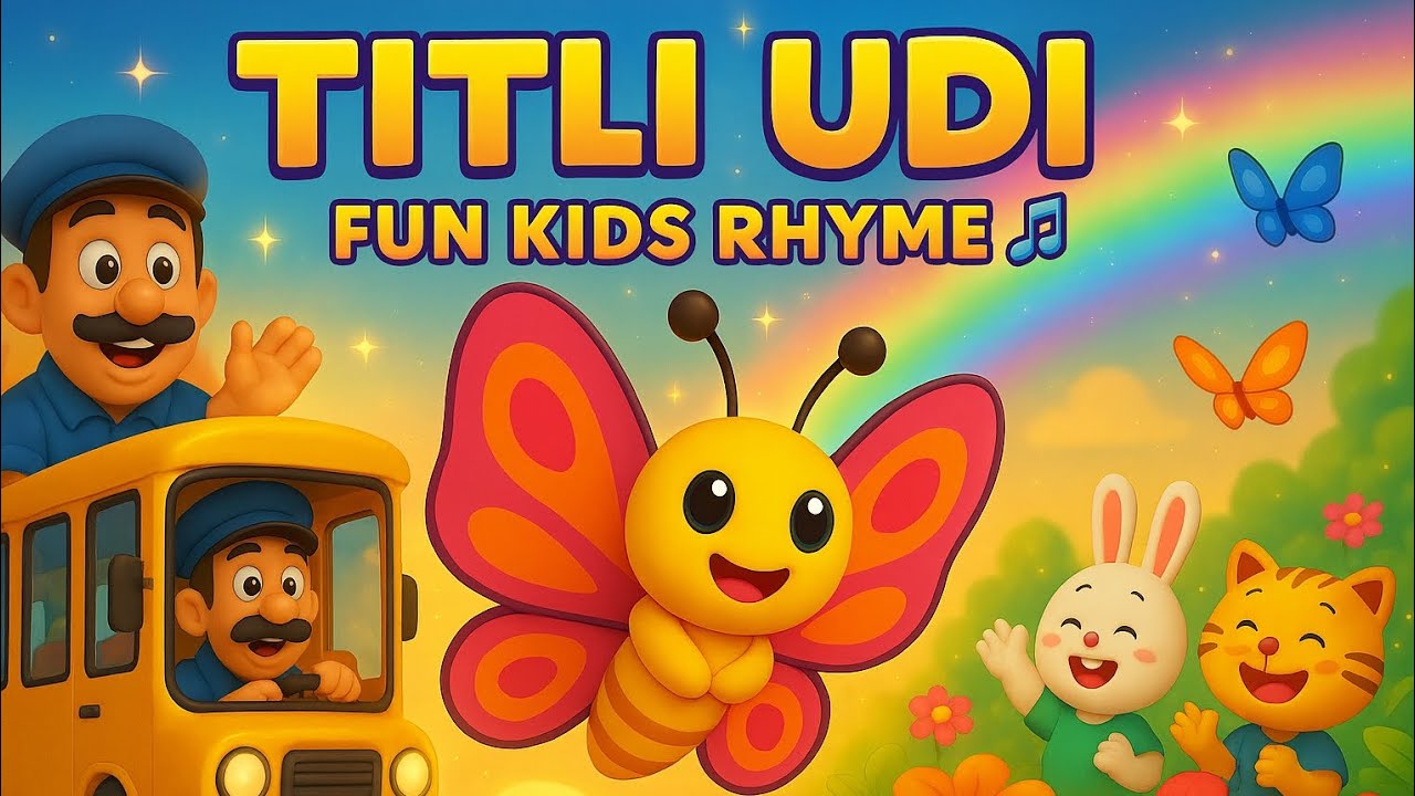 Titli Udi 🦋 Bus Mein Chadhi | Cute Kids Rhyme in Roman Urdu | Fun Cartoon Song for Children 🎶