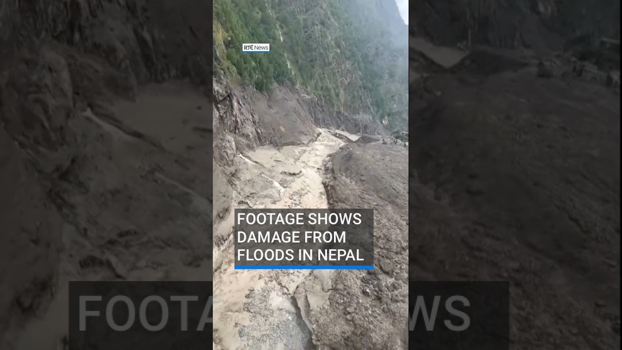 Aerial footage shows damage caused by floods in Nepal #RT&Eacute;News #nepal