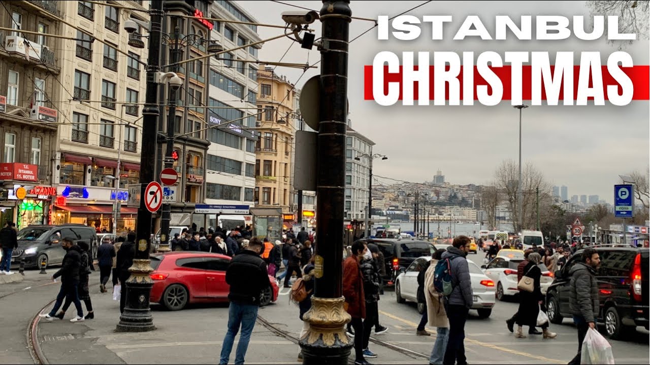 Istanbul Christmas Day walking Tour | Taksim Sq & Istiklal & Sent Antuan Kilisesi | Complete