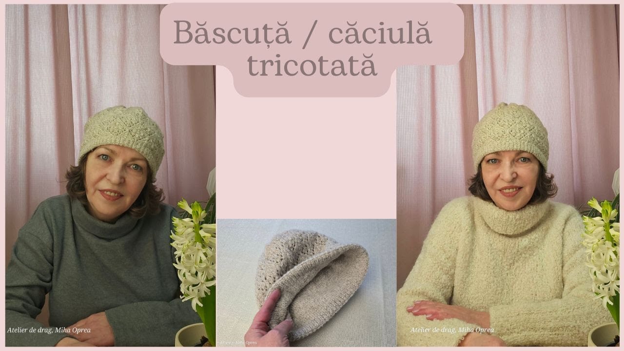 Căciulă tricotată cu model ajurat - Căciulă „Vali”