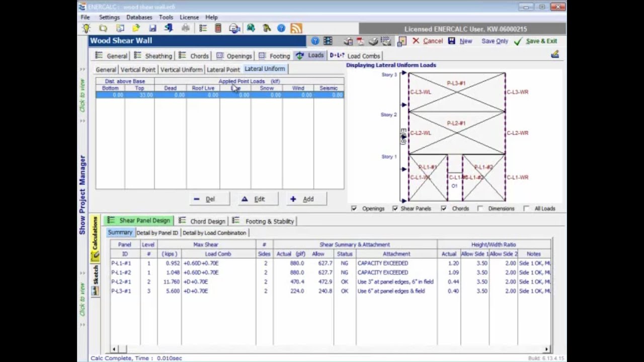 ENERCALC Wood Shearwall