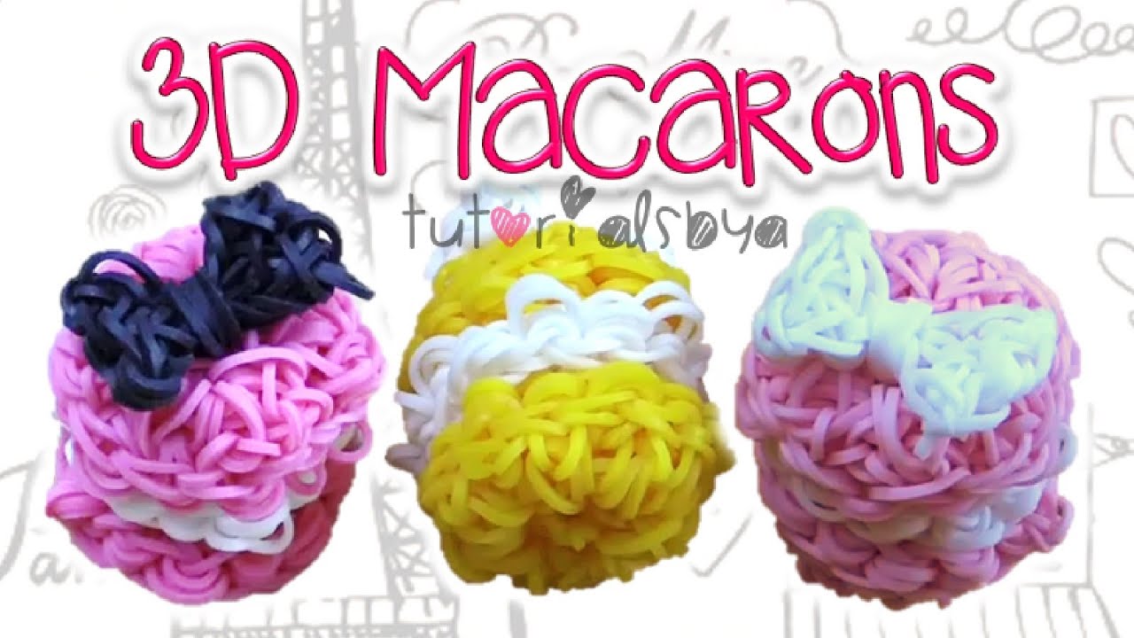 1 LOOM 3D Puffy Macaron Charm / Figurine Rainbow Loom Tutorial | How To