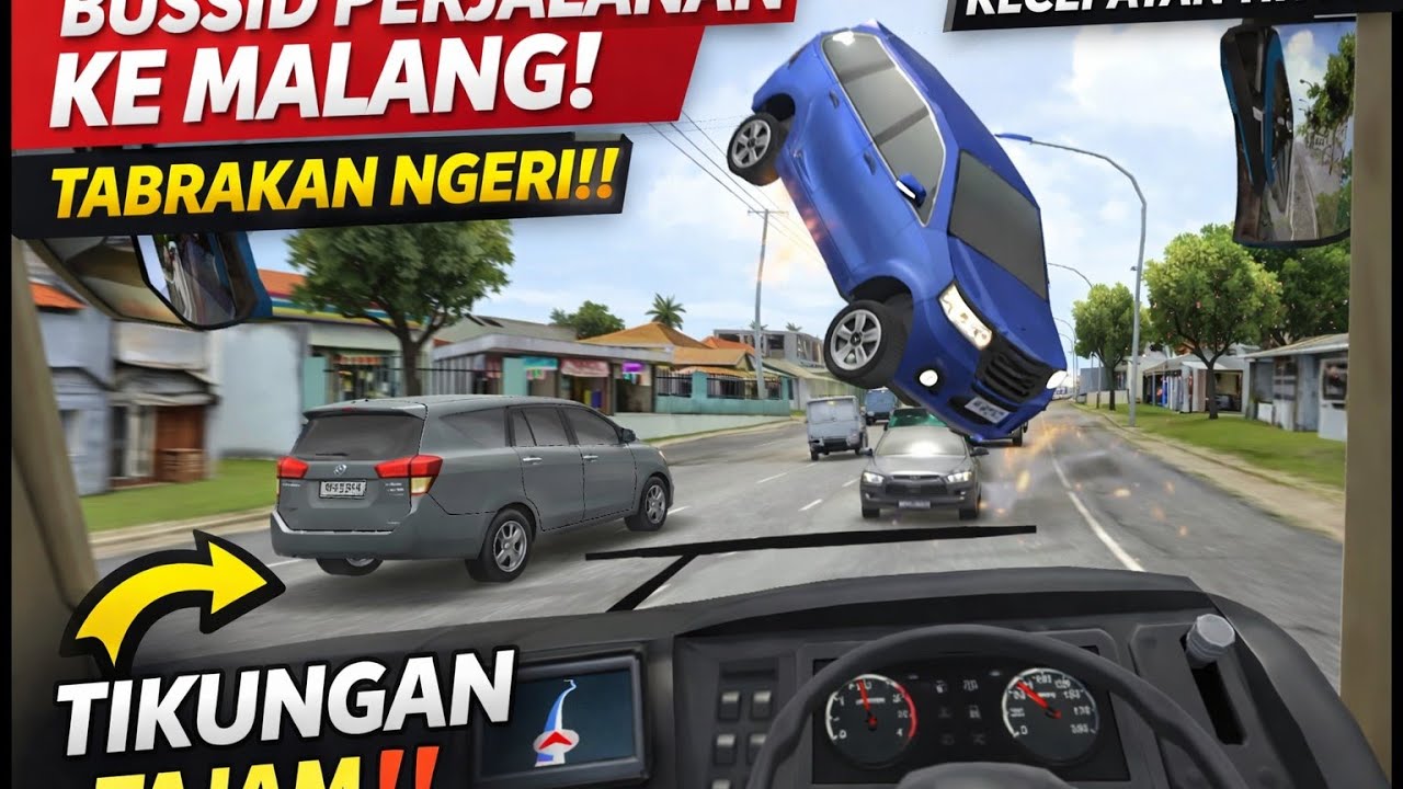 🚍 BUSSID Perjalanan ke Malang‼️ Tabrakan Tak Terduga 😱 Jalanan Belok-Belok & Ngebut Ekstrem