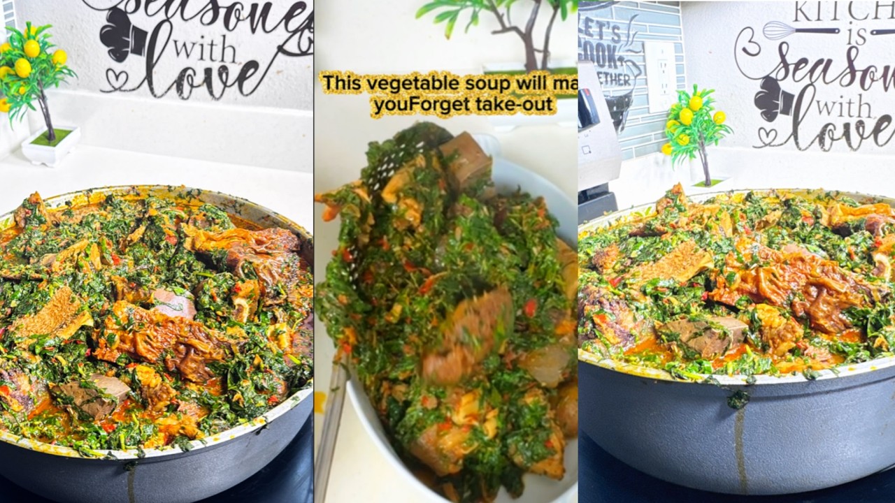 Healthy  Nigerian vegetables soup made with spinach, kale and green vegetable.