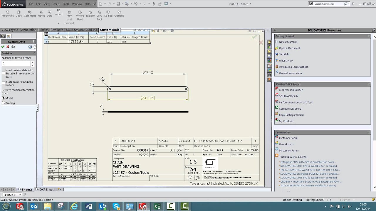 Inserting the ATR CustomTools revision table in your drawing