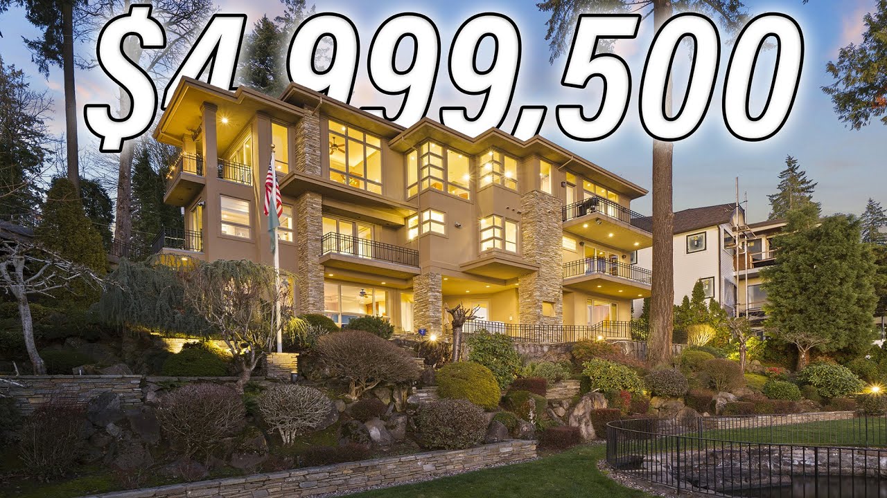 Tour this Stunning Custom-Built Lake Oswego $5M Home with 150 Feet of Frontage and Rare 5-Car Garage