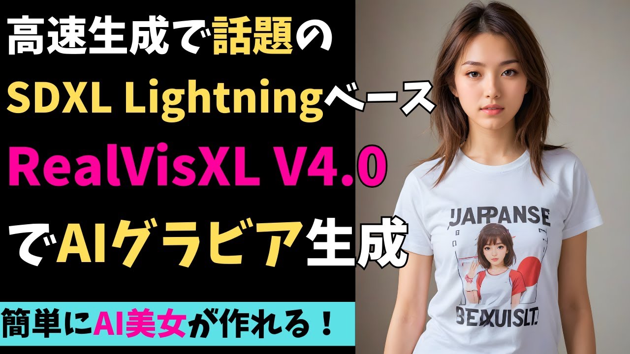 高速画像生成とクオリティを両立させた実写系モデル『RealVisXL V4.0』でTシャツ美女のAIグラビアを作っていくよ！（Stable Diffusion / SDXL Lightning）