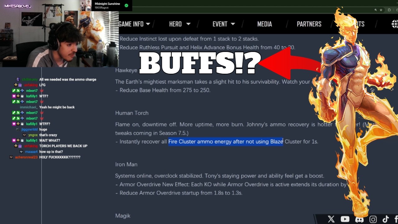 reacting to season 7 patch notes… human torch got BUFFED??