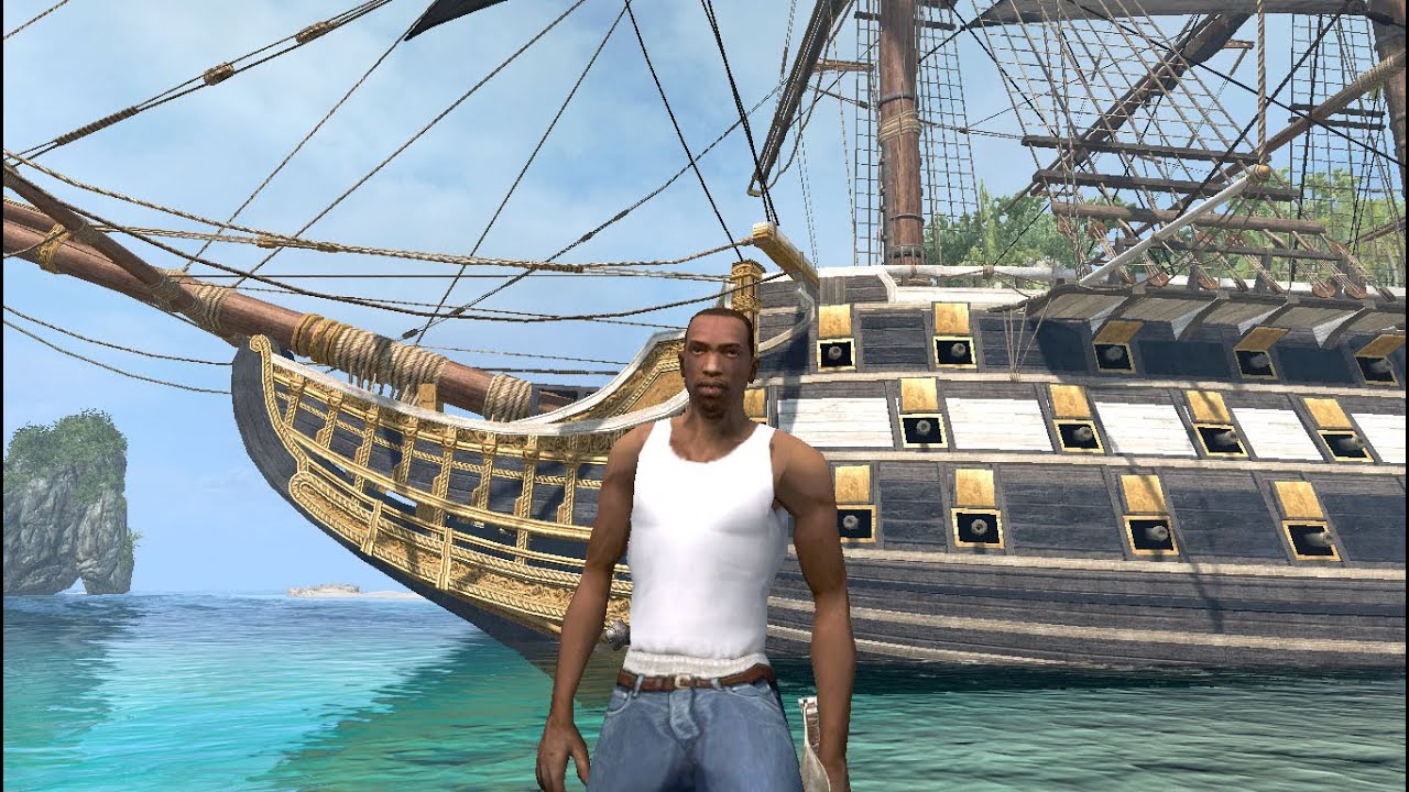 CJ + HMS Fearless Legendary Ship + Single NPC Sword & Pistol (Mod) AC Black Flag