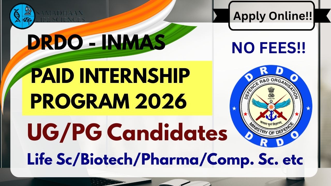 INMAS Delhi Internship 2026 | UG/PG Students Eligible | ₹5000/Month | DRDO