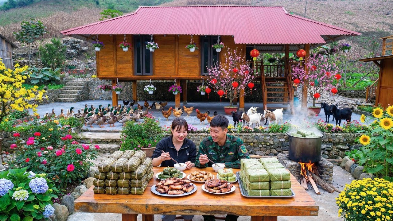 Ферма окрашивается в красный цвет в честь китайского Нового года 😱 Декор к празднику Тет вдали от ци