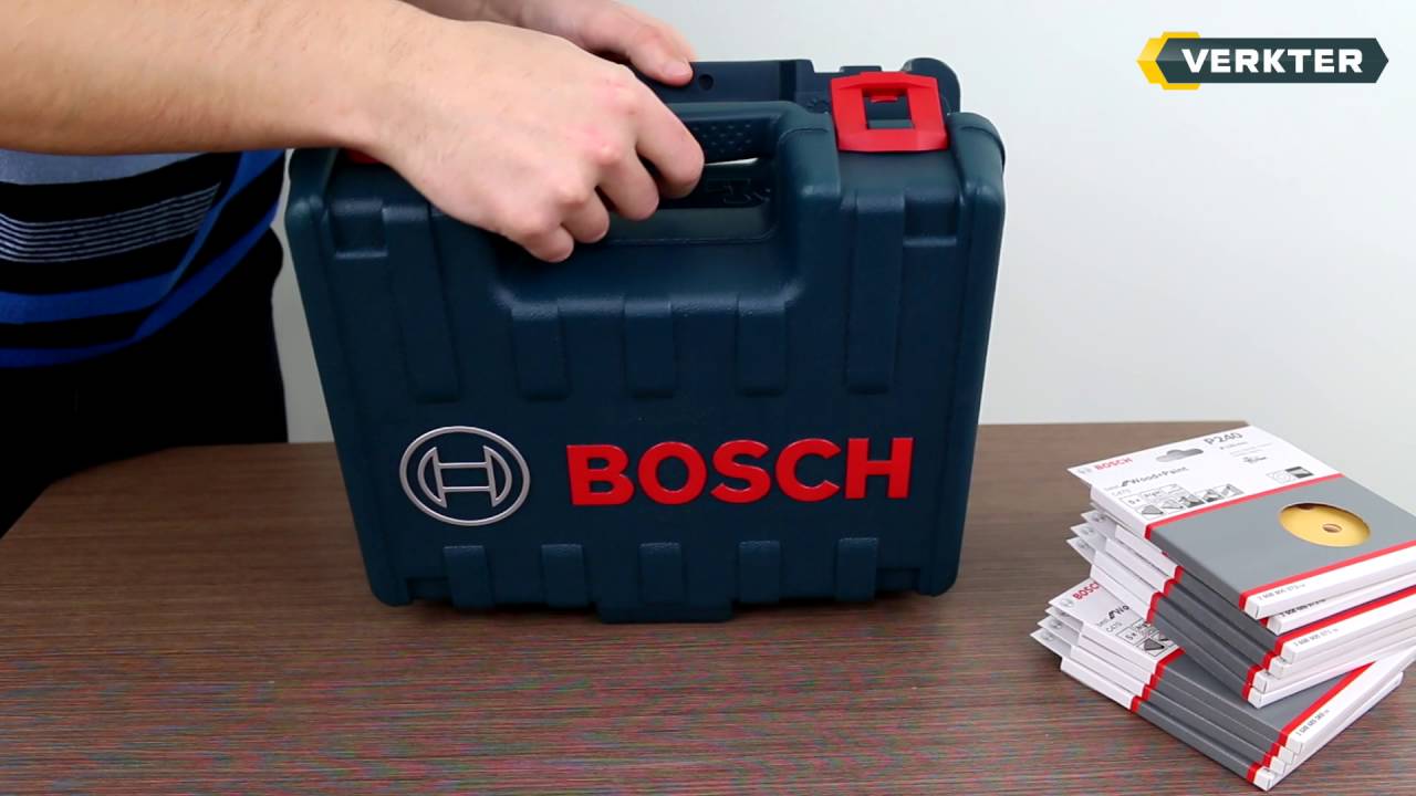 Excenterslip Bosch GEX 125-1 AE; + 50 delar slippapper + v&auml;ska