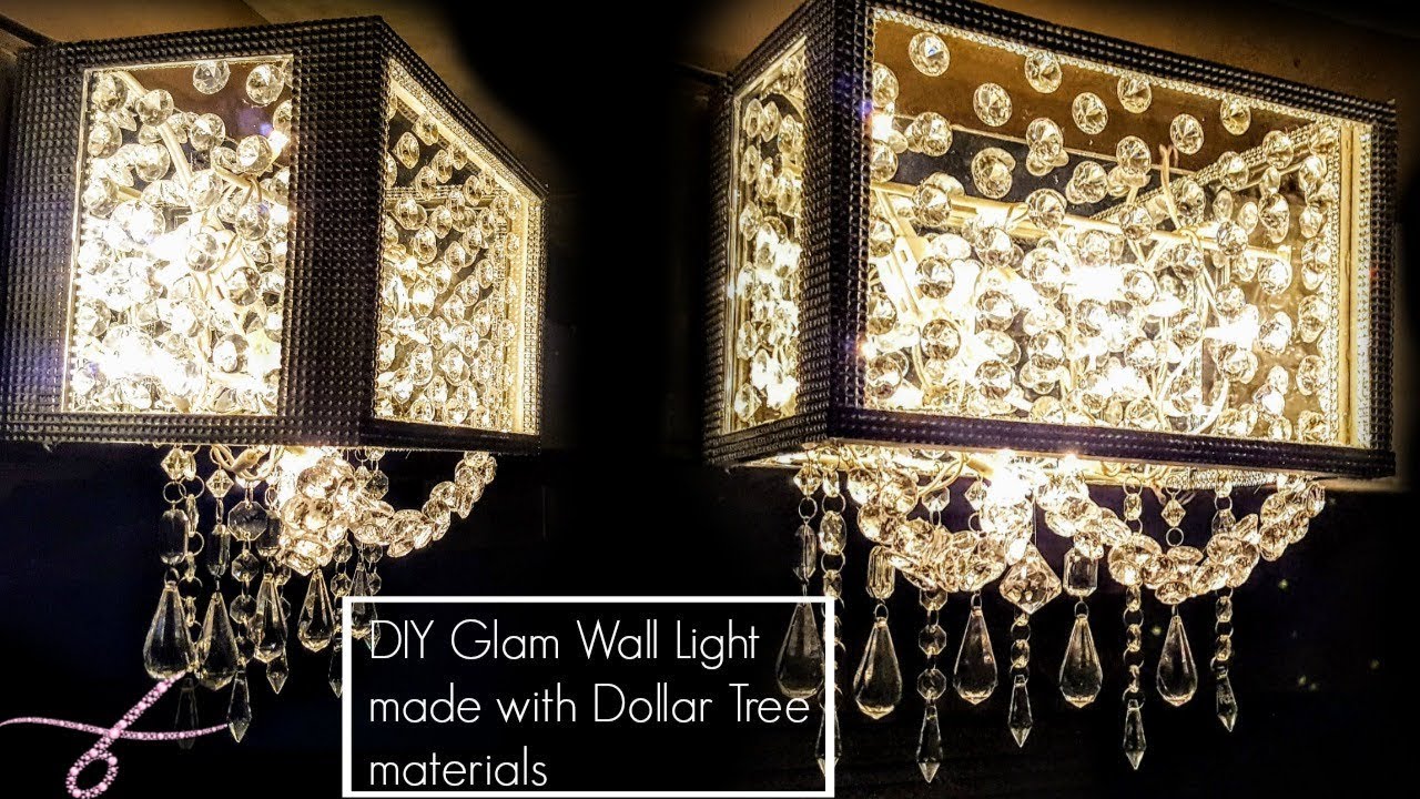 DIY Dollar Tree Wall Light Part 1 - Chandelier Lampshade - Glam Wall Sconce Light - DIY Wall Decor