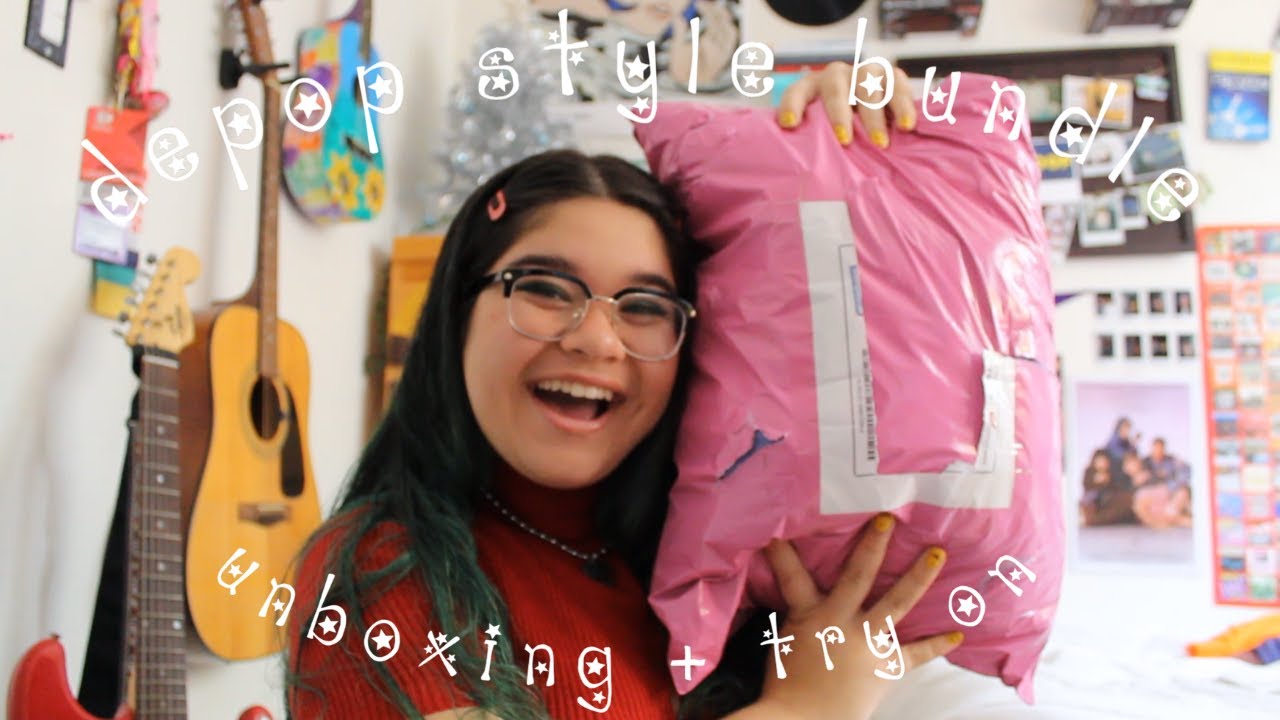 depop style bundle unboxing + try on - syzygy clothing (read desc.)