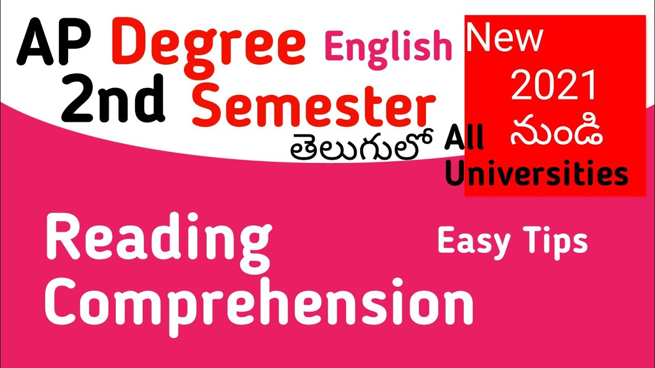 Reading Comprehension in Telugu I new AP Degree Semester 2 English