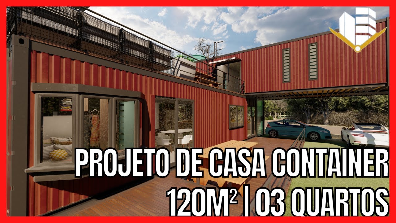 Casa Container 120m² | 03 quartos | Projeto Moderno