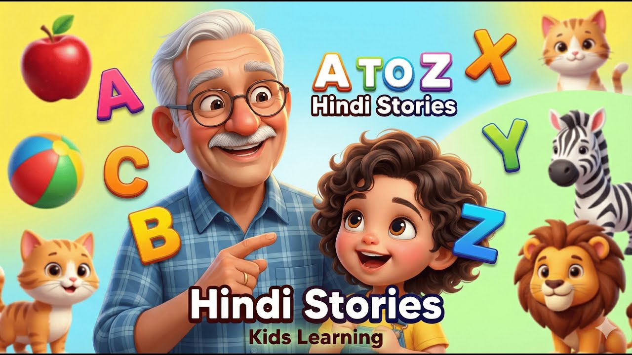 A to Z Alphabet Learning 📚 | Hindi Stories + English Words | Kids Video