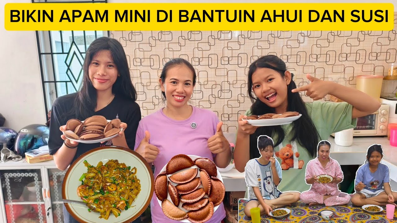 MASAK KWETIAU GORENG UDANG LANJUT BIKIN KUE APAM MINI KE SUKAAN ANAK-ANAK
