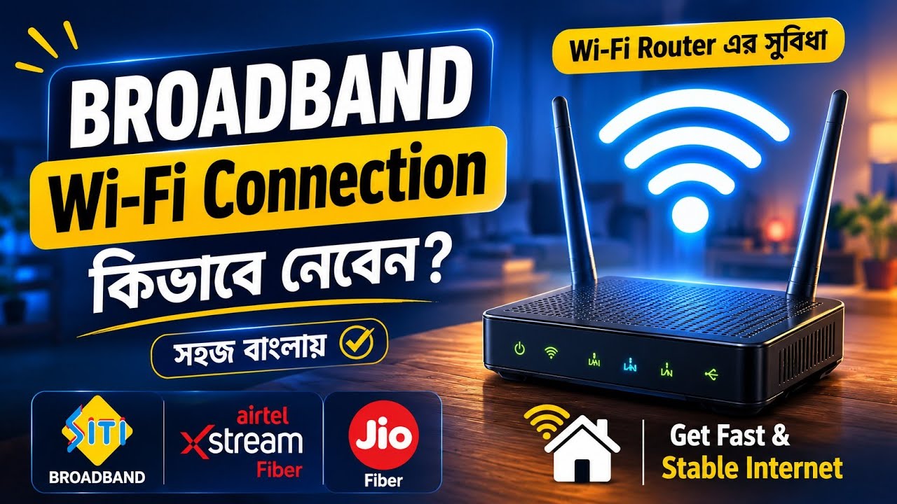 How To Get Broadband Wi-Fi Connection At Home | Wi-Fi Router Benefits in Bengali #wifi #jiofiber