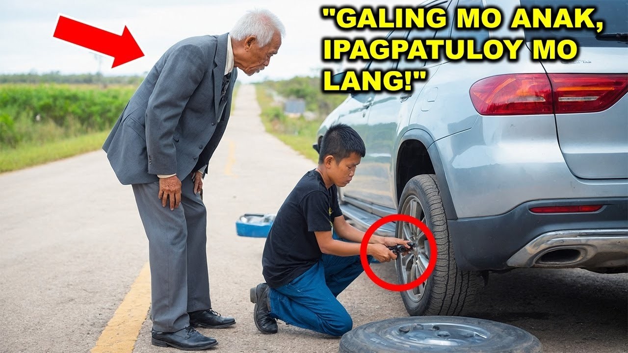 Batang Lalaki Tumulong sa Milyonaryo na May Flat na Gulong—Nagbago ang Buhay Niya Pagkatapos Nito