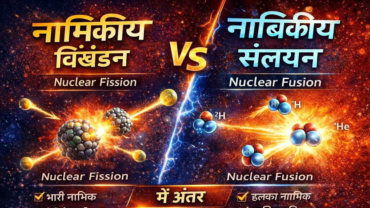 नाभिकीय विखंडन व संलयन में अंतर 🔥 | Nuclear Fission vs Fusion | Class 12 Physics 2026