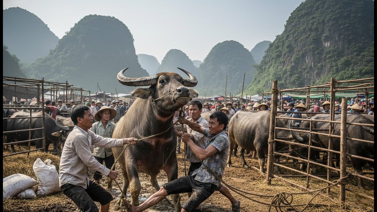 Mountain Buffalo Market in Vietnam | No Tourists, Real Life