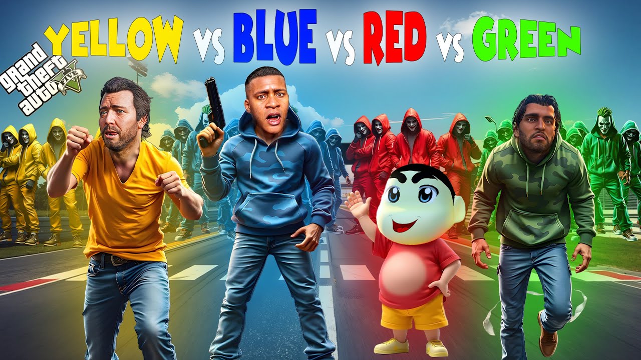Franklin & Shinchan’s RED vs BLUE WAR Gets CRAZY! (GTA 5)