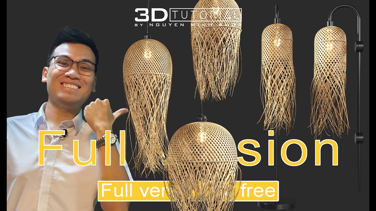 Full version | Tutorial Modeling Rattan Jellyfish Lamp (3D Max + Vray)