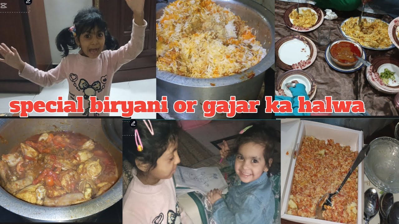 special biryani or gajar ka halwa| Mehman ae Ammi k ghar 🤩#halwa #biryani 