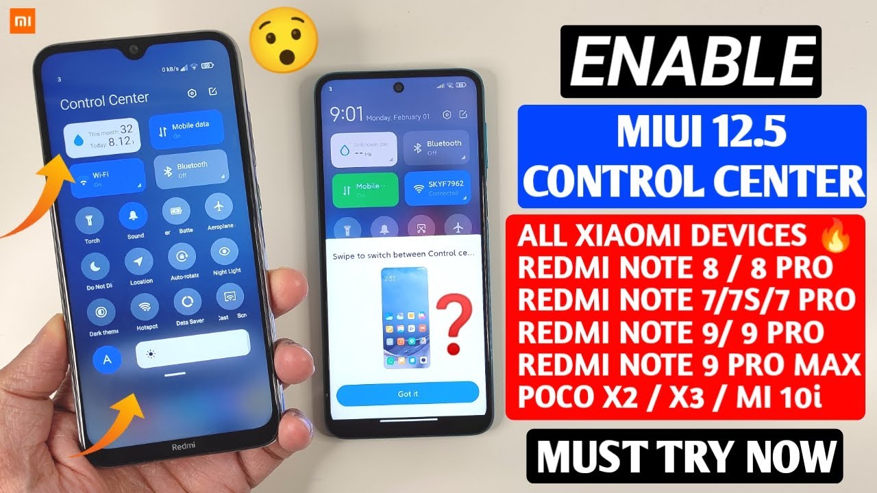 ENABLE MIUI 12.5 CONTROL CENTER WITH DATA USAGE & SWIPE GESTURE | MIUI 12.5 CONTROL CENTER 2.0 🔥🔥